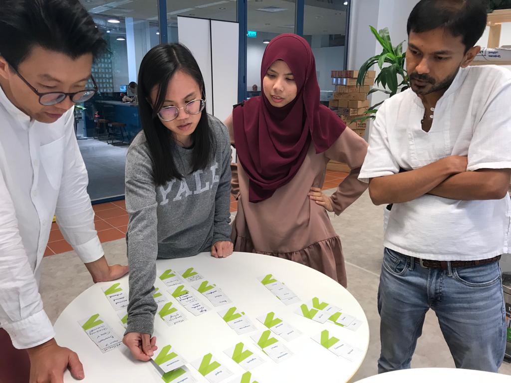 Nick, Basil, and Debra with then-intern, Siti Musfirah during the initial brainstorming phase.