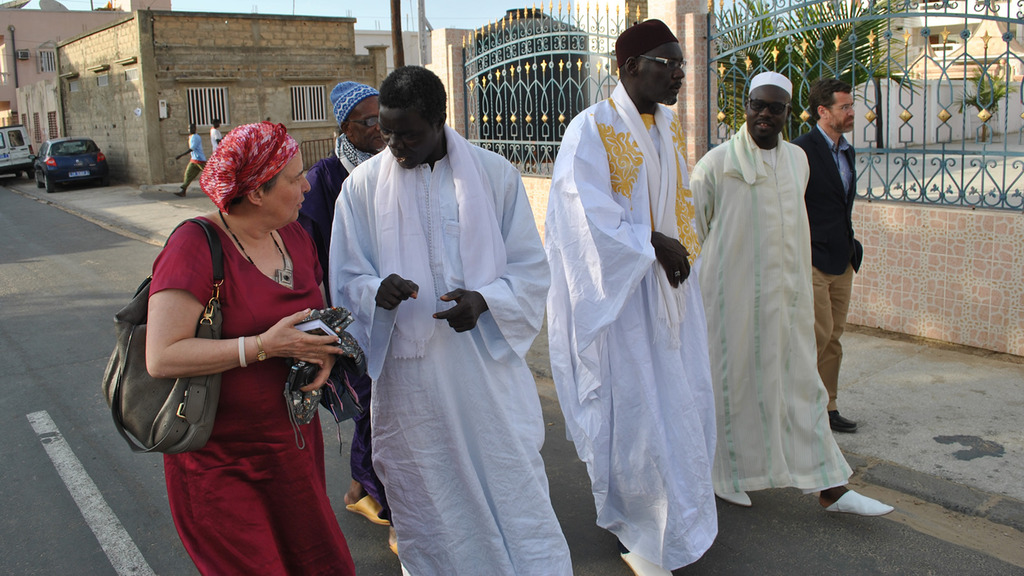 Katherine Marshall meets with Muslim leaders in Senegal in 2014 as part of her work as executive director of the World Faiths Development Dialogue, a non-profit which bridges the worlds of faith and secular development. Photo Credit: Georgetown University 