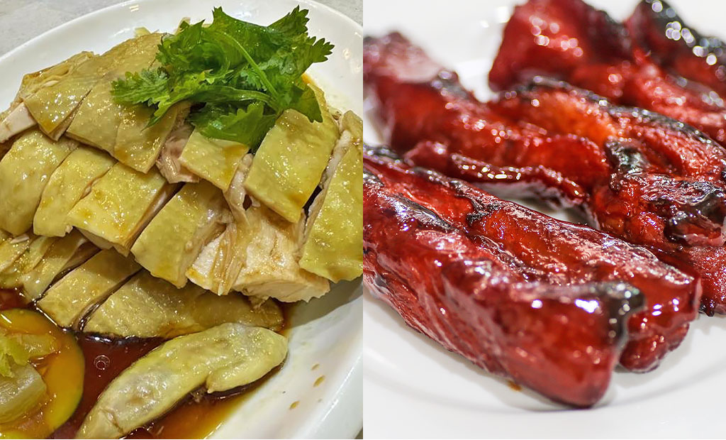Wai Leong's favourite foods, chicken rice and char siew